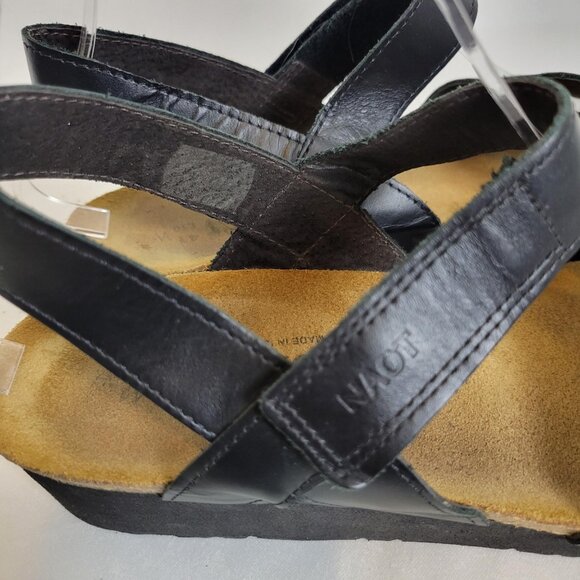Naot Krista Sandals Black Sling Back Adjustable Leather Strap Women's Size 10/41 - Picture 6 of 9